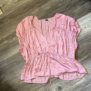 Old Navy Pink V-Neck Peplum Blouse